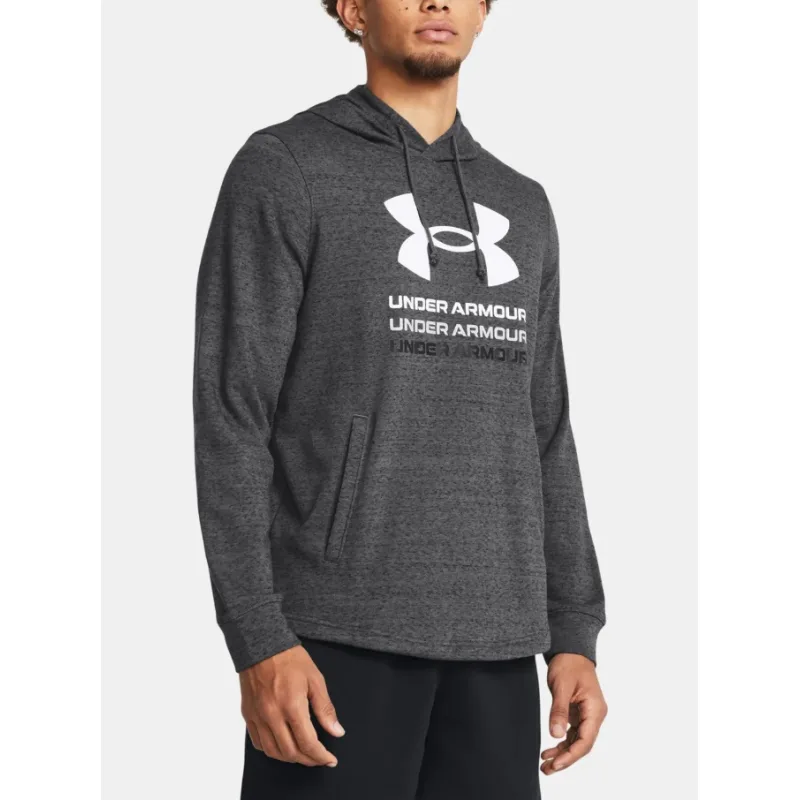 Pánska mikina Under Armour UA Rival Terry Graphic Hood - Gray Veľkosť: Šedá - M