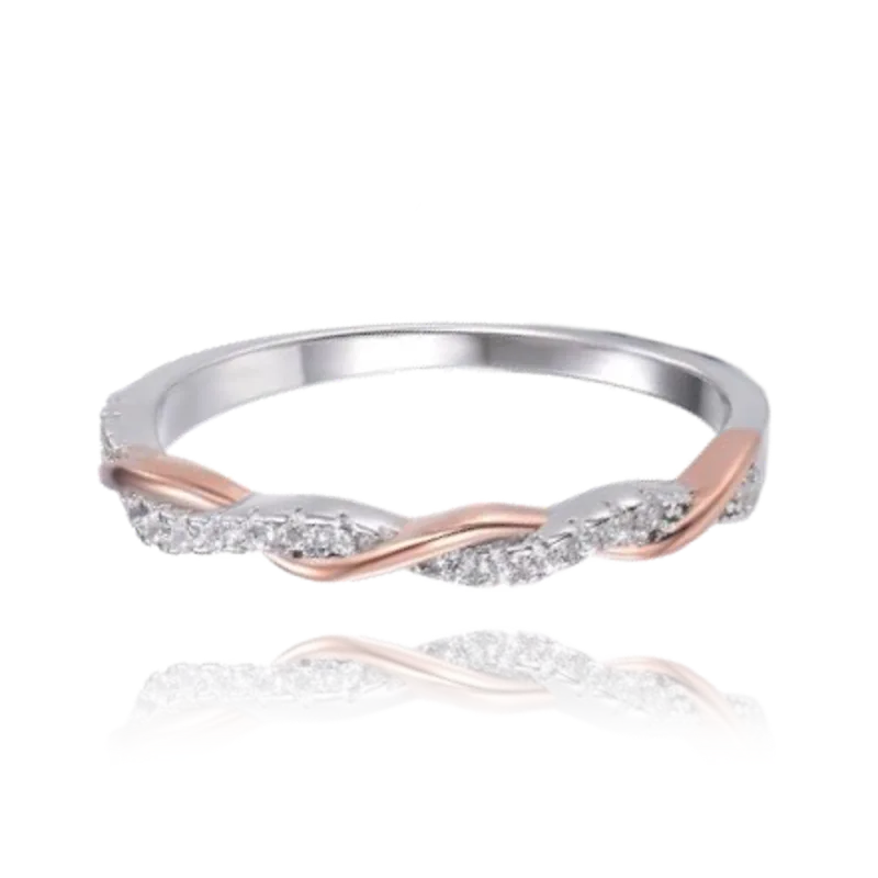 MINET Elegantní Rose gold stříbrný prsten s bílými zirkony vel. 51