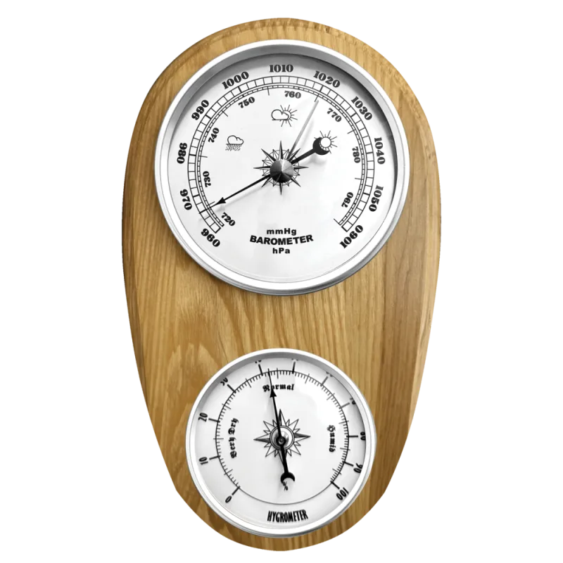 JVD Dřevěný retro hranatý vlhkoměr a barometr JVD BA231/68