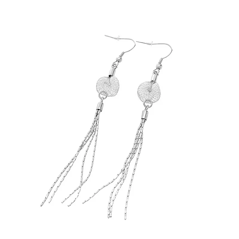 MPM Dámské ocelové visací nerezové náušnice 6037 - stříbrné barvy SER.6037