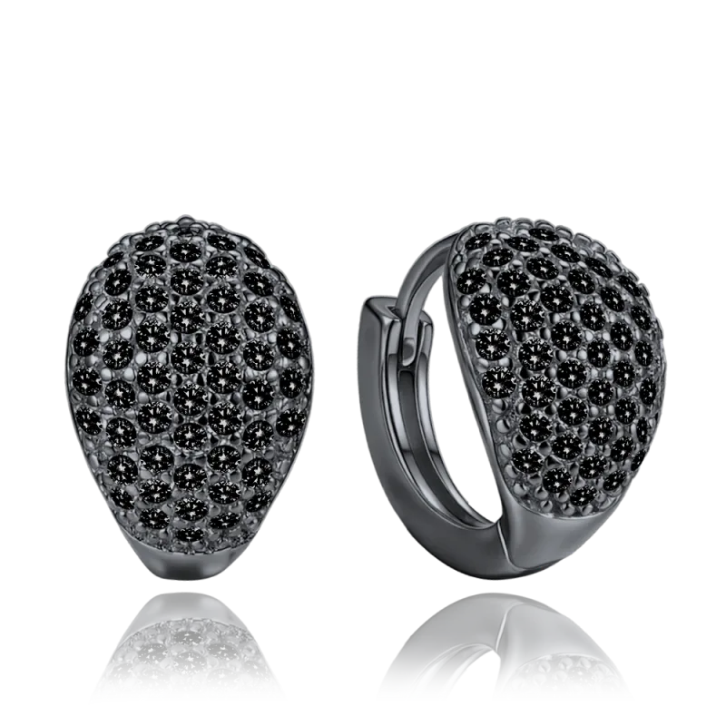 MINET Stříbrné náušnice kapky s černými zirkony