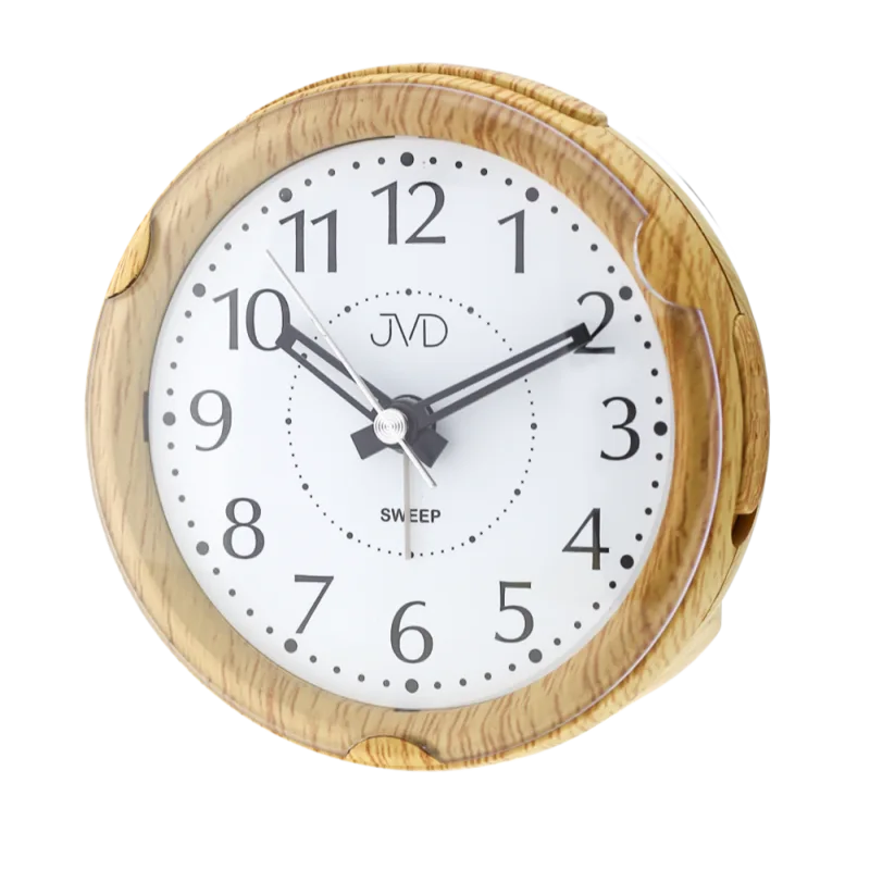 JVD Netikající tichý bateriový budík v imitaci dřeva JVD SRP876.5