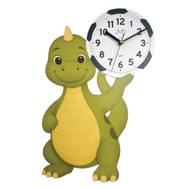 JVD Dětské zelené nástěnné netikající tiché hodiny JVD HJ111 - DINOSAURUS
