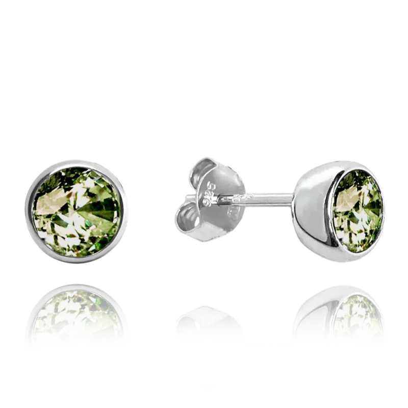 MINET Stříbrné náušnice PECKY se zelenými zirkony JMAN0301ZE00