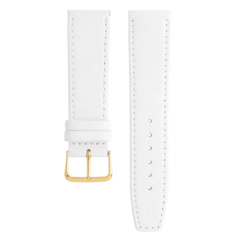 MPM Prošívaný koženkový řemínek s vyraženým bůvolím vzorem RB.15008 (22 mm) - bílý RB.15008.2220.00.L