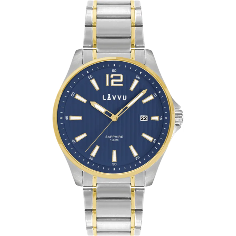 LAVVU Pánské zlacené hodinky se safírovým sklem LAVVU NORDKAPP Bicolor Blue LWM0166