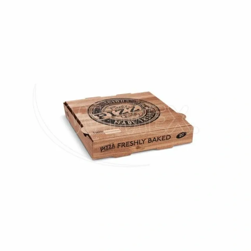 Krabice na pizzu (mikrovlnitá lepenka) kraft (PAP) 20 x 20 x 4 cm [100 ks](71820)