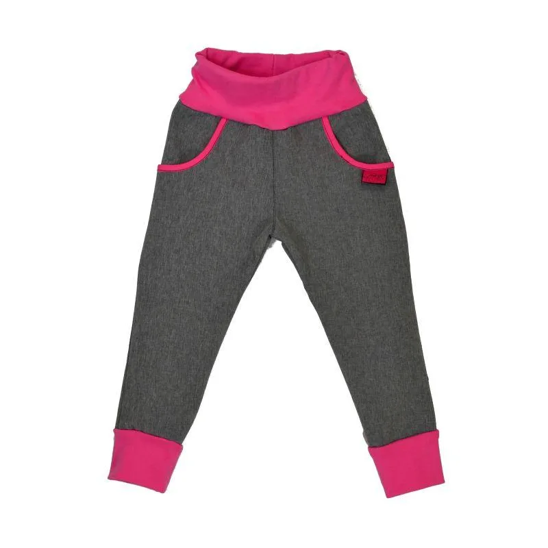 Detské nohavice softshellové -šedá/ružová, veľ. 80-116