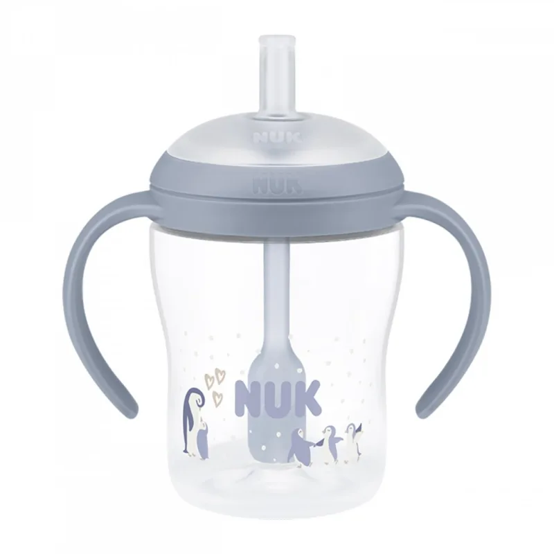 Kojenecká fľaša NUK Perfect Match na učenie so slamkou PENGUIN 150 ml
