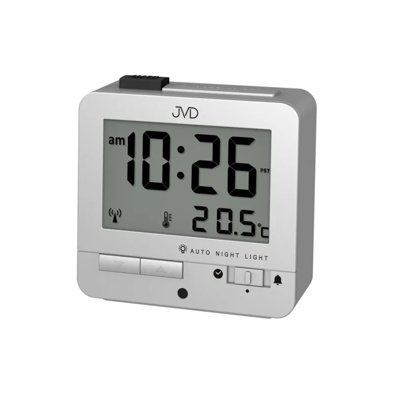 JVD Digitální stříbrný rádiem řízený budík JVD RB9401.1