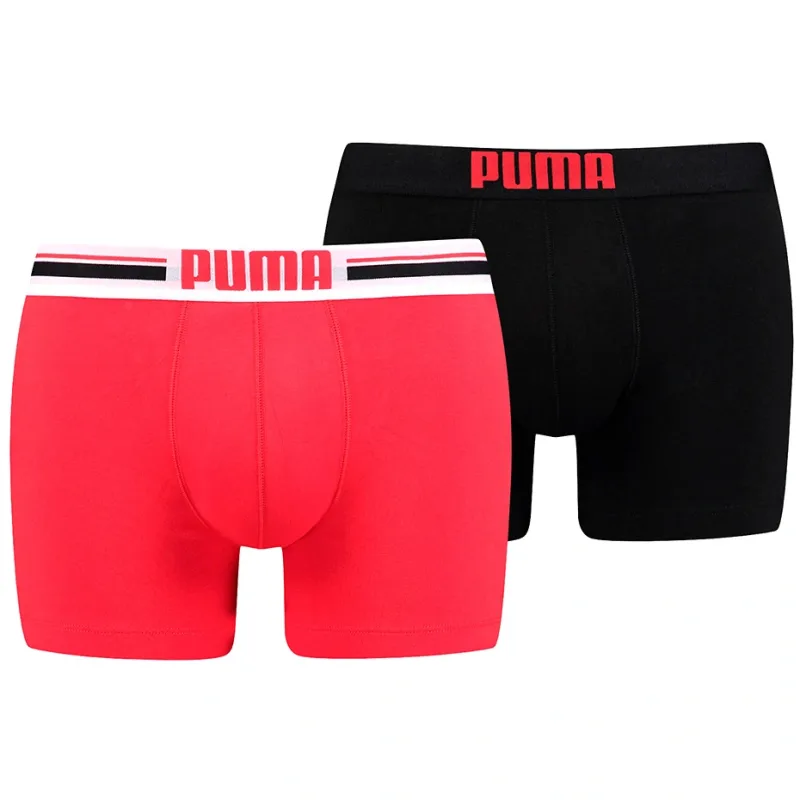 Puma Placed Logo 906519 07 Boxer 2 Pack Red/Black