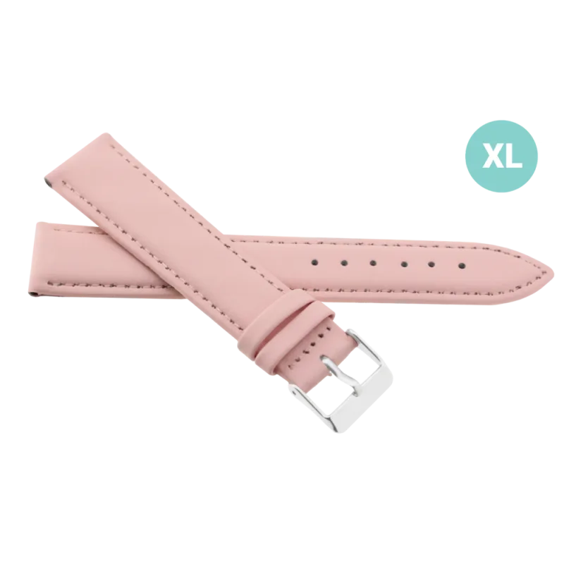 JVD Dámský růžový kožený prošívaný řemínek na hodinky R17426/22XL