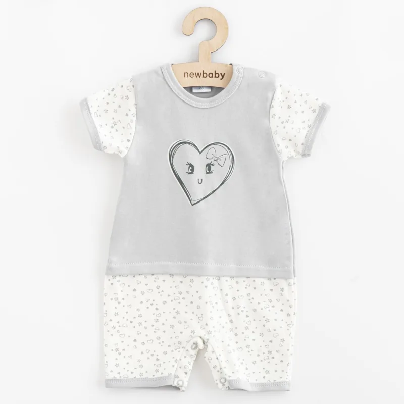 Dojčenský letný bavlnený overal New Baby Srdiečka
