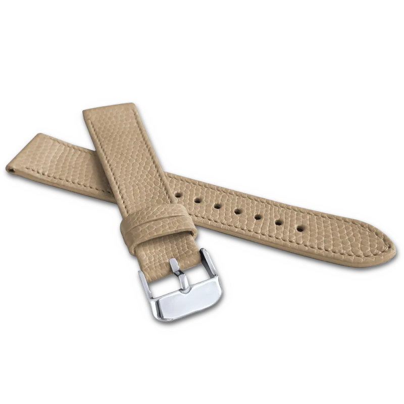 MINET Béžový řemínek LIZARD se vzorem ještěrky z luxusní kůže Top Grain - 20 LSAFF20