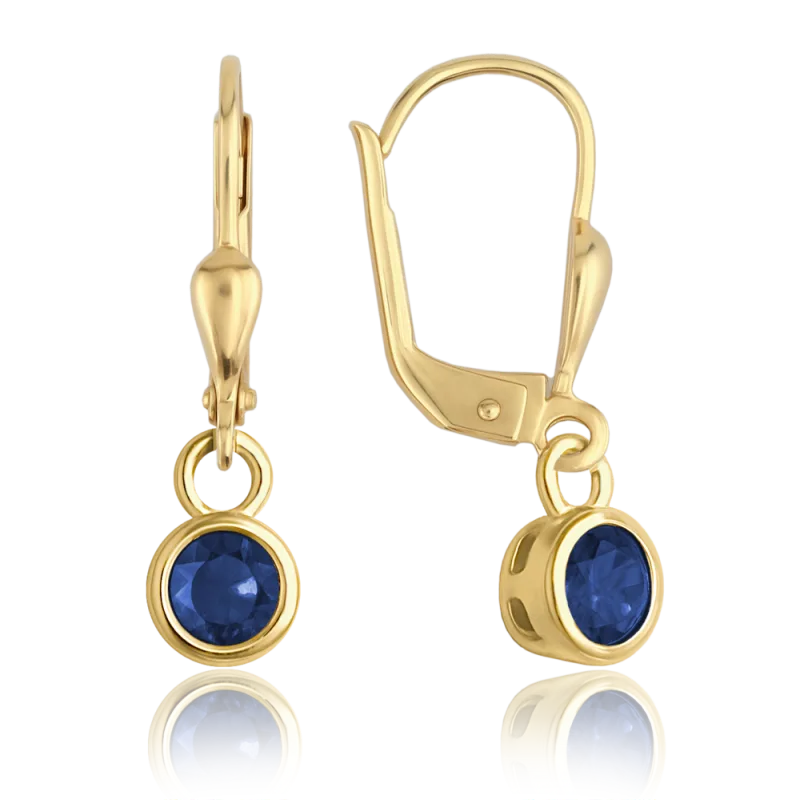 MINET Elegantní zlaté náušnice s modrými zirkony Au 585/1000 1,80g JMG0311BGE00