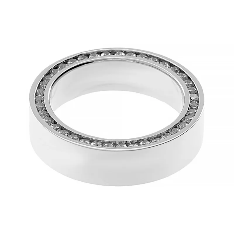 MPM Unisex ocelový nerezový prsten 6527A (velikost 52) - stříbrné barvy se zirkony