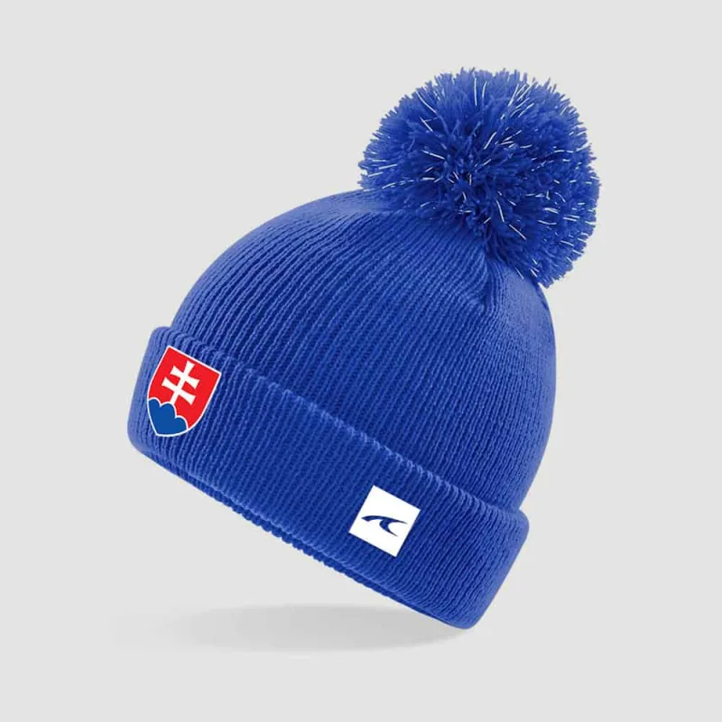 Slovensko pletená zimná čiapka modrá