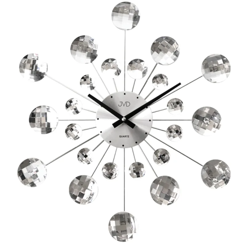 Designové paprskovité skleněné-kovové hodiny JVD HT464.1