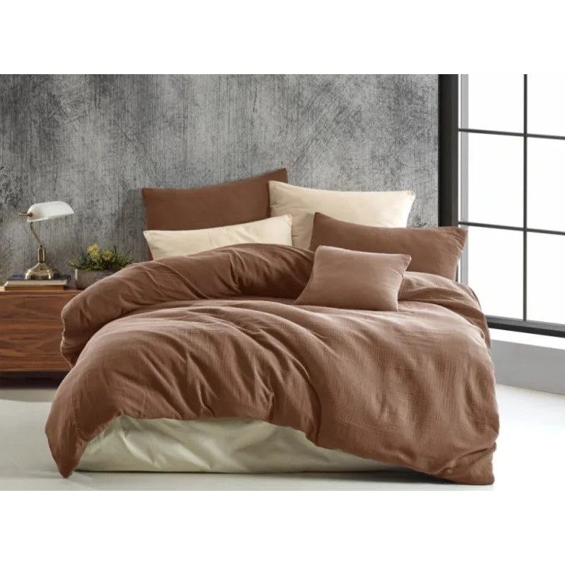 Mušelínové obliečky hnedé 140x200/70x90 cm