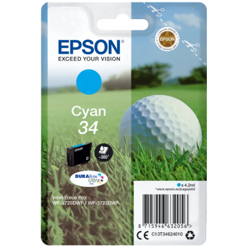 Epson Singlepack Cyan 34 DURABrite Ultra Ink C13T34624010