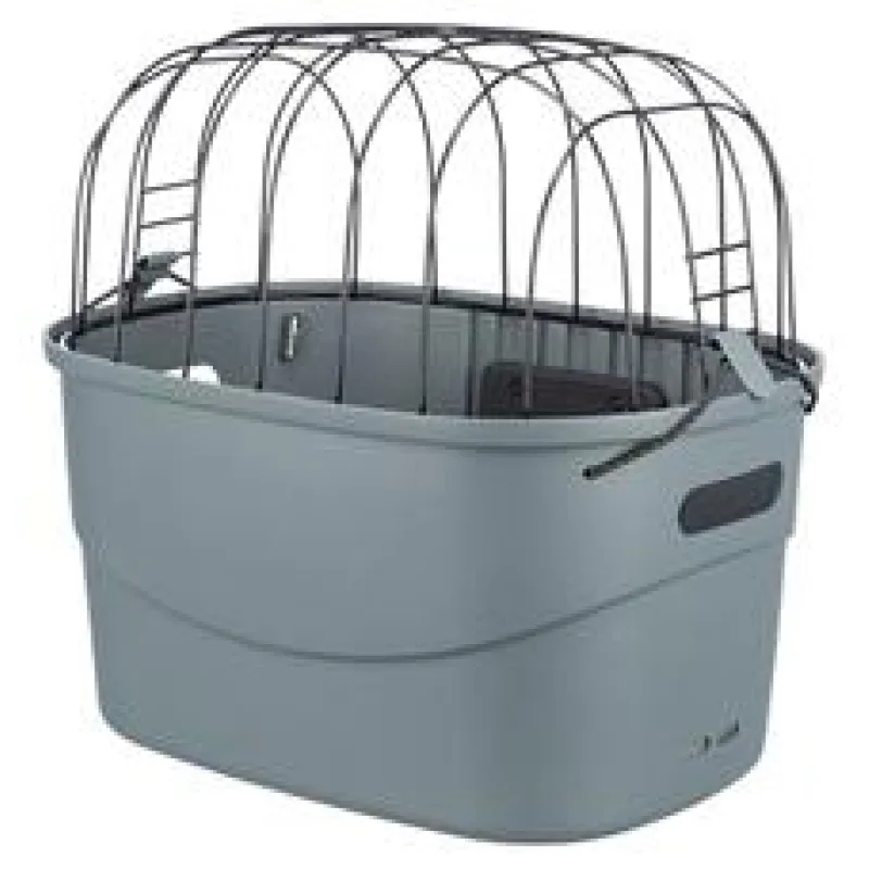Plastová přepravka s drátěným víkem na kolo (řidítka), 42 x 39 x 30 cm, šedá (do 5 kg) 42 x 39 x 30 cm