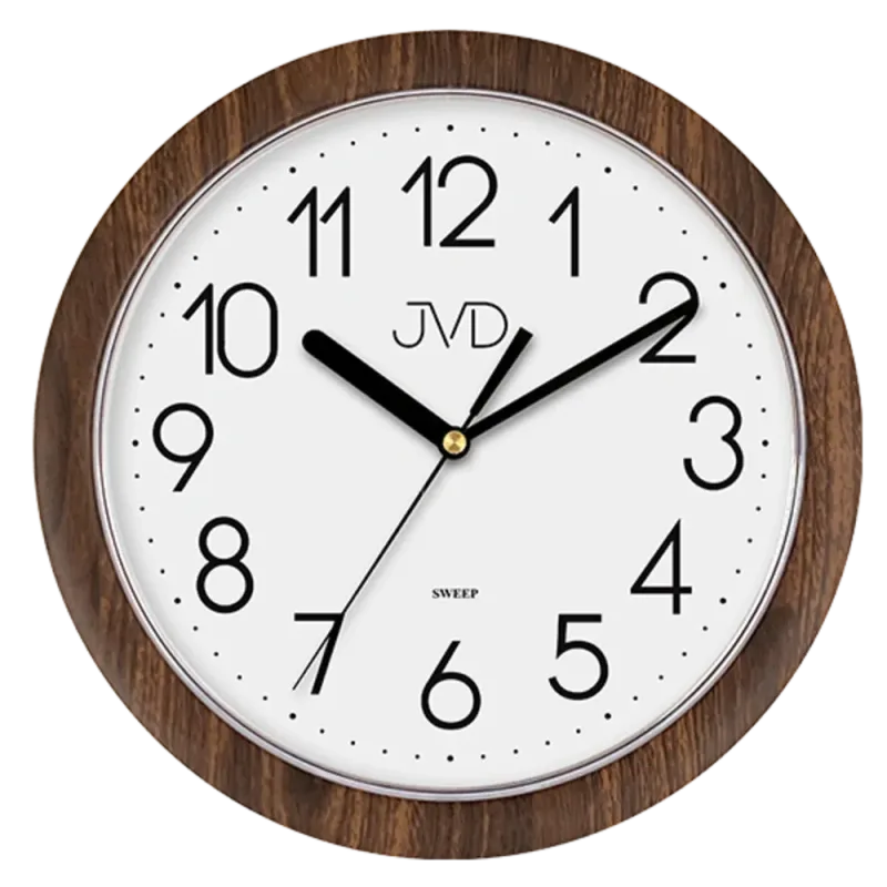 JVD Nástěnné netikající tiché hodiny JVD quartz H612.20 imitace dřeva tmavé