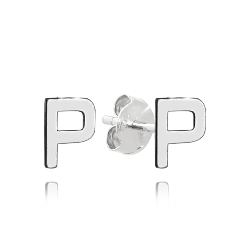 MINET Stříbrné náušnice písmeno "P" JMAS900PSE00