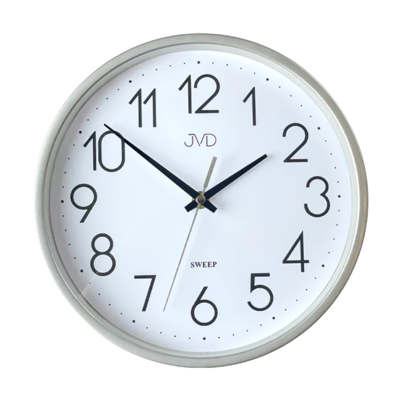 JVD Nástěnné tiché netikající stříbrné hodiny JVD HX2487.2