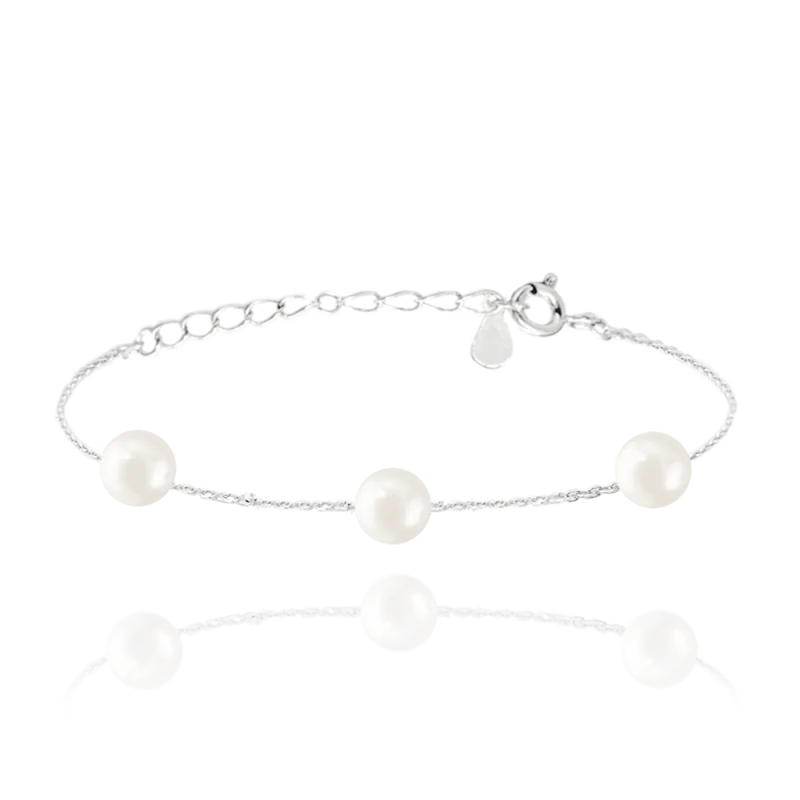MINET Stříbrný náramek s přírodními perlami