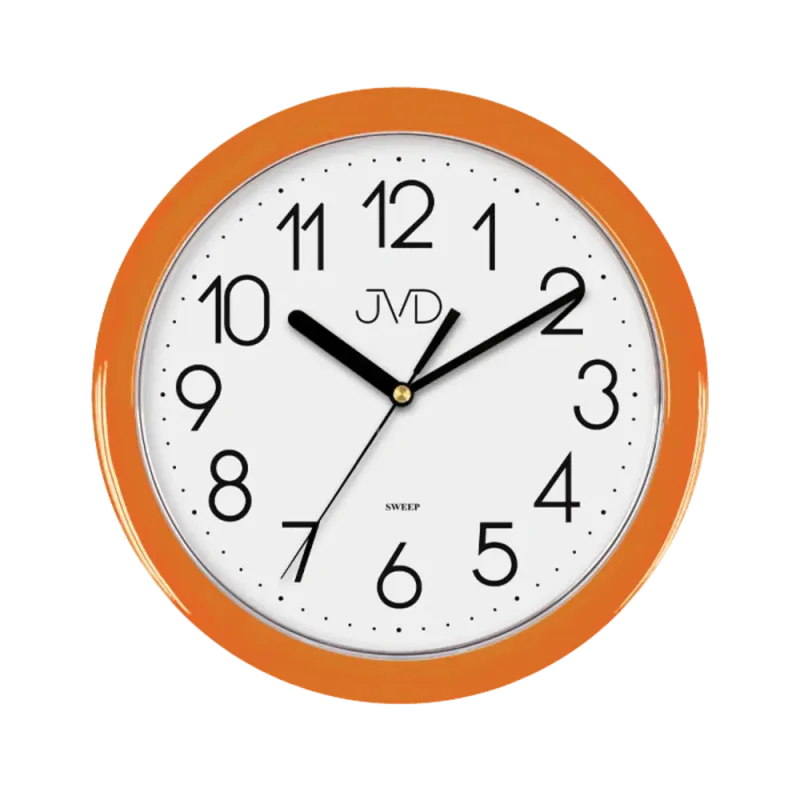 Moderní oranžové dětské nástěnné netikající tiché hodiny JVD sweep HP612.11