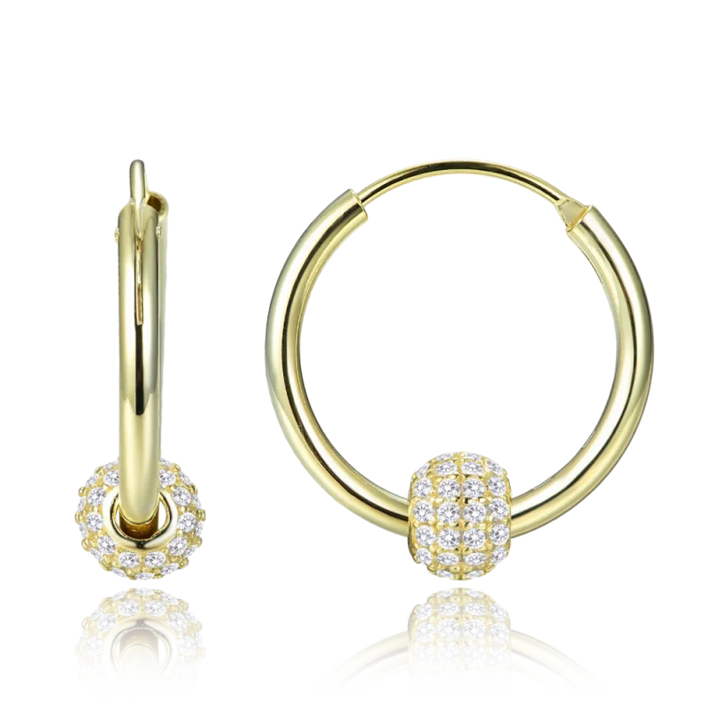 MINET Elegantní pozlacené stříbrné náušnice se zirkony