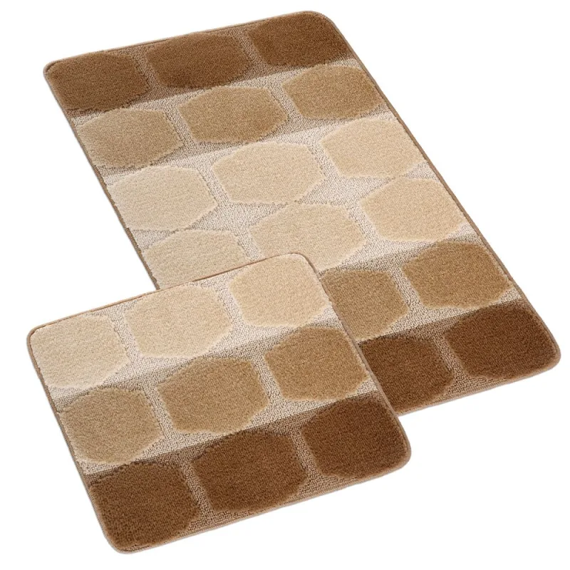 Kúpeľňová a WC predložka plastový vzor v béžovej farbe 60x100+60x50cm