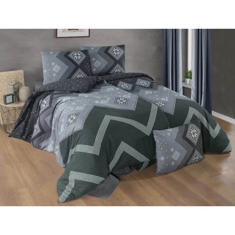 Flanelové obliečky Scandinavia green 140x220/70x90 cm