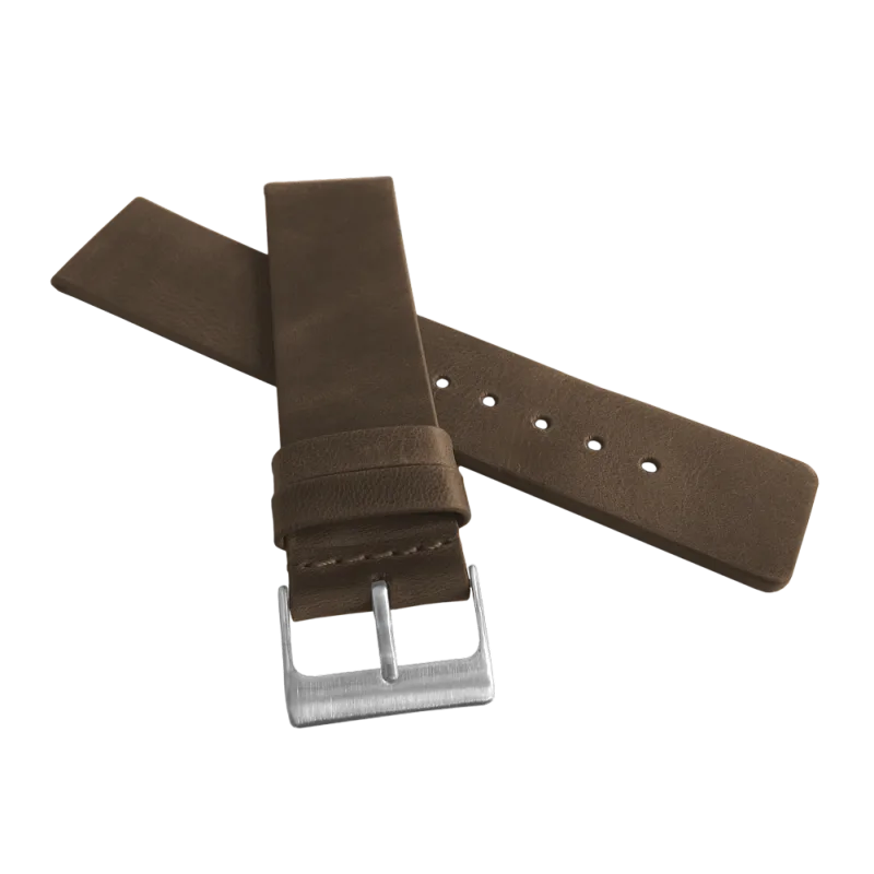 Tmavě hnědý hladký řemínek LAVVU PLAIN z luxusní kůže Top Grain 22mm LSCUC22