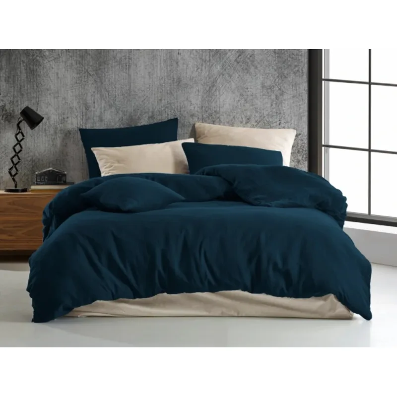 Mušelínové obliečky tmavo modré 220x240/2x70x90 cm
