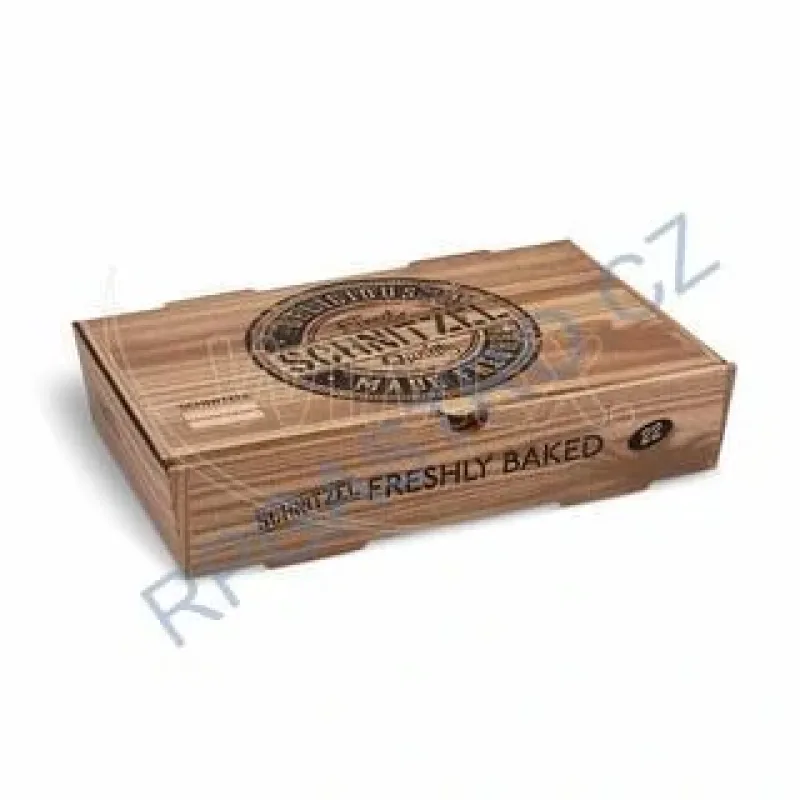 Schnitzel box (mikrovlnitá lepenka) kraft s potiskem 280 x 170 x 60 mm [100 ks] (71817)