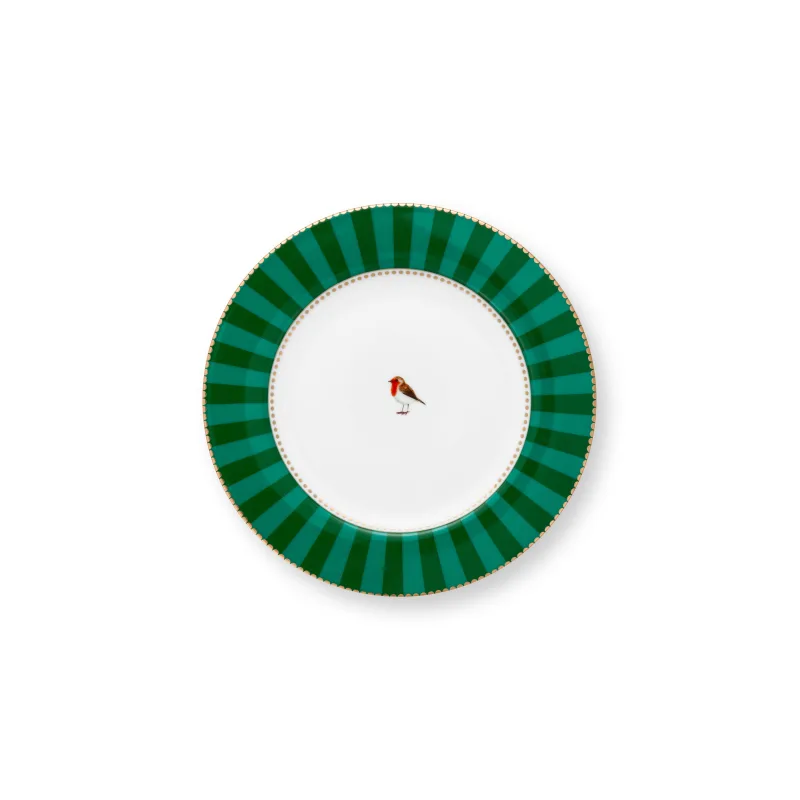 Pip Studio Love Birds Stripes talířek Ø17cm, zelený