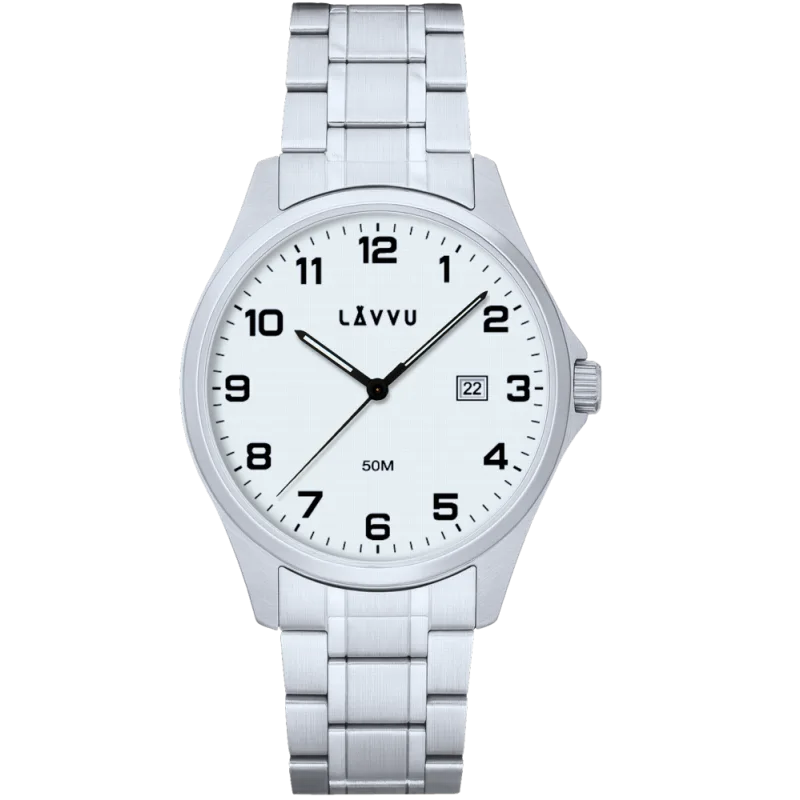 LAVVU Ocelové pánské hodinky GLIMT White LWM0320