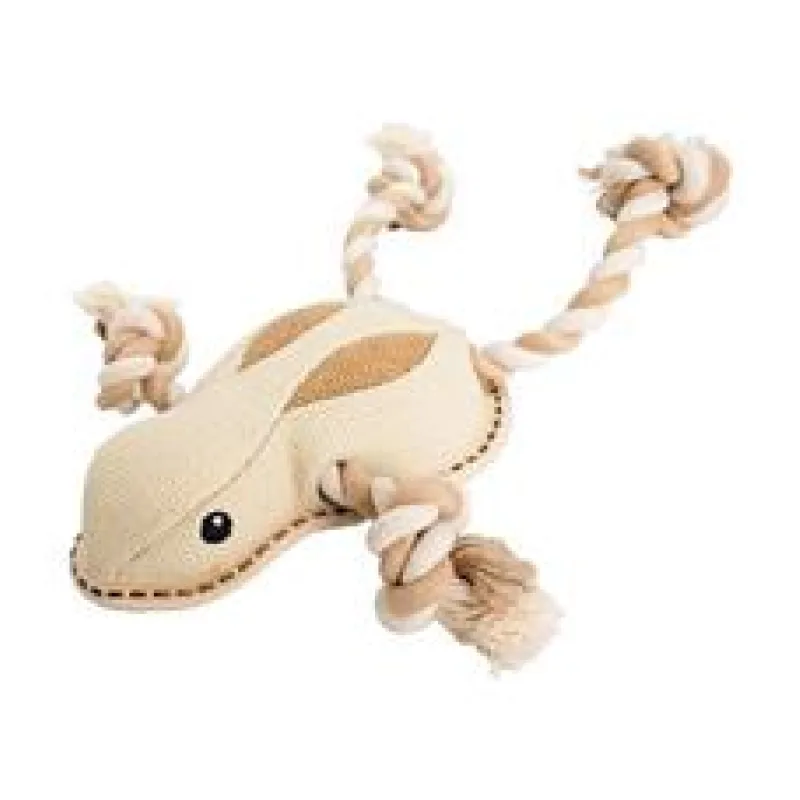 Žába na laně 33 cm, robustní jutová hračka pro psy, HIPHOP DOG, přírodní 1 ks