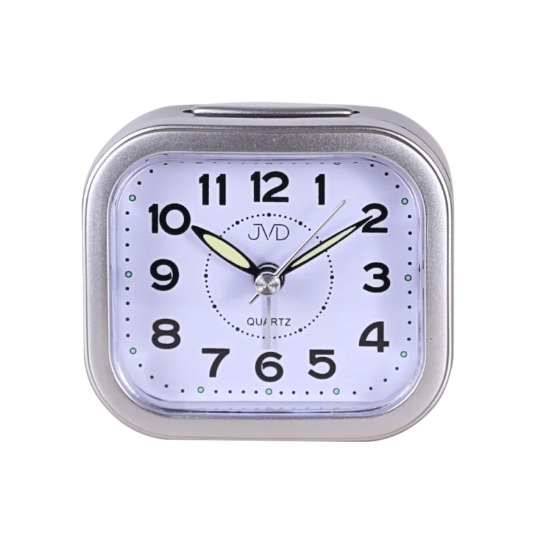 JVD Levný analogový ručkový stříbrný budík JVD SRP8006.3 s osvětlením