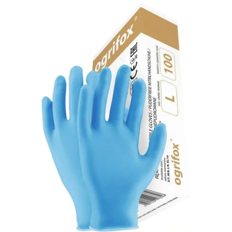 Ogrifox OX-NIT rukavice bez púdru modré 100 KS