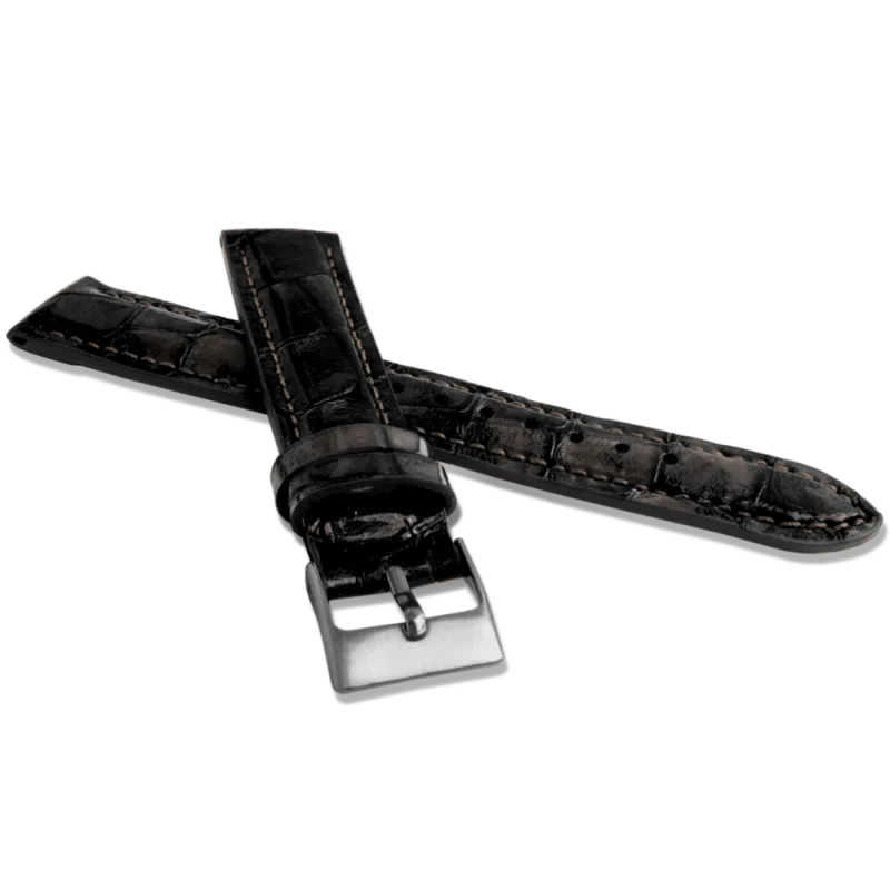 Exkluzivní černohnědý řemínek LAVVU CROCO TAVIR z luxusní kůže Top Grain - LSTUN18