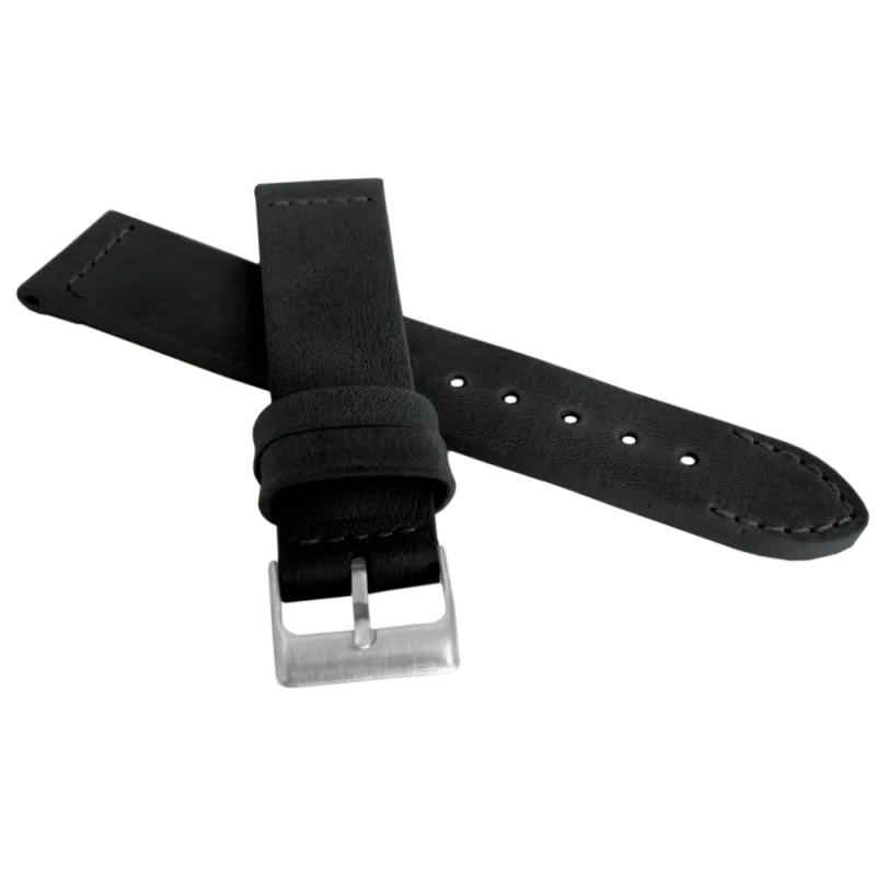 LAVVU Černý prošitý řemínek RETRO z luxusní kůže Top Grain - 18 LSLUB18