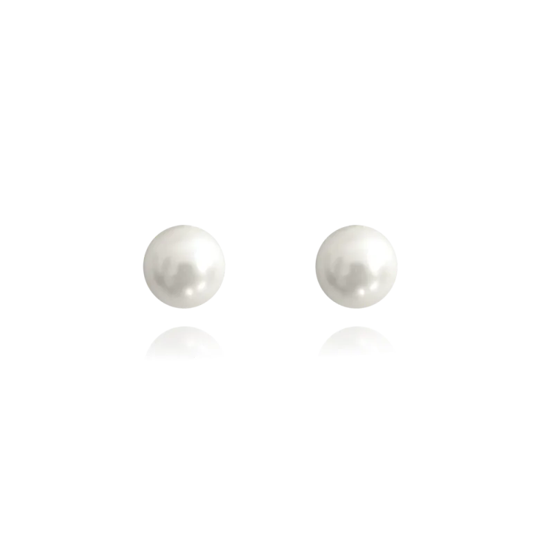MINET Stříbrné náušnice PERLY - bílé 6 mm