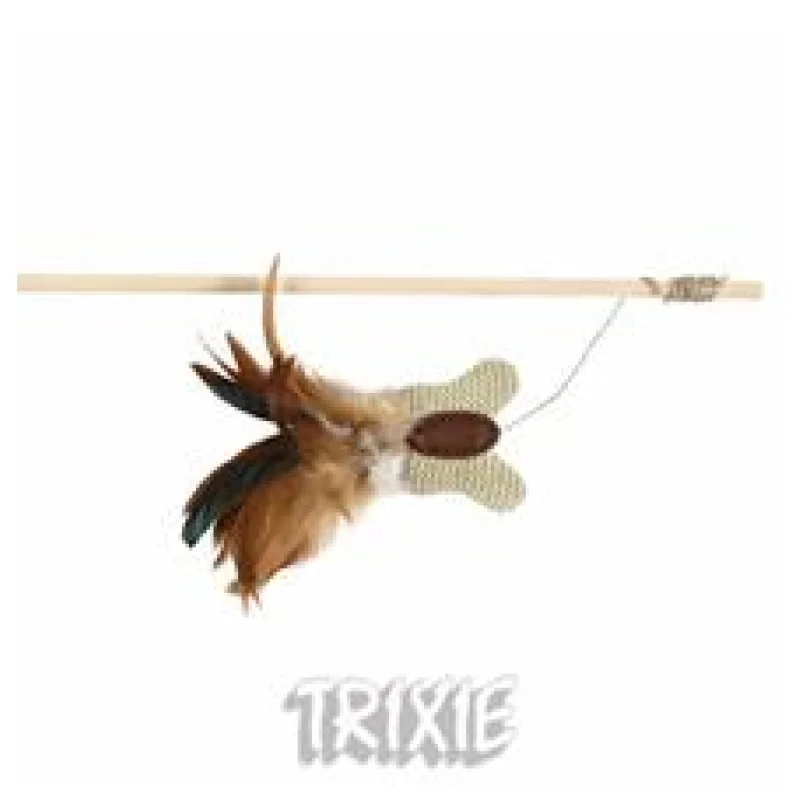 Udička s jutovým motýlkem s peřím a catnipem 45 cm