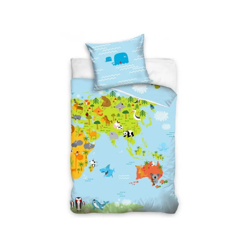 Bavlnené obliečky Mapa Zvierat 140x200/70x90 cm