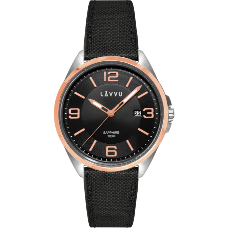 LAVVU Pánské hodinky se safírovým sklem HERNING Rose Gold