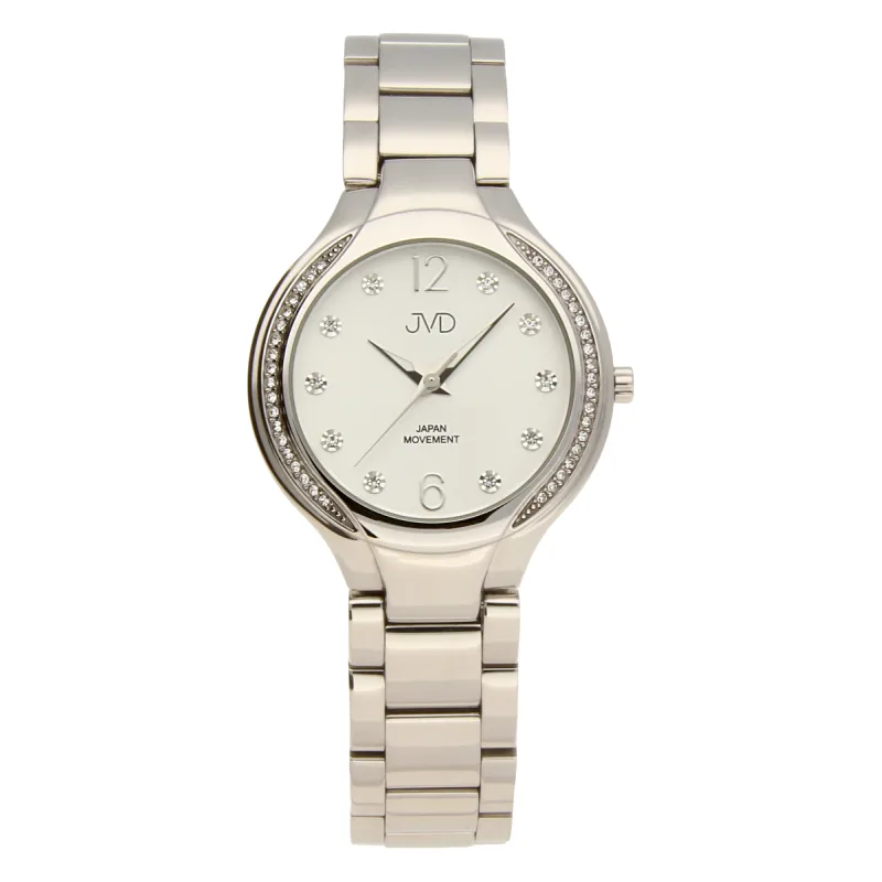 JVD Šperkové perleťové nerezové dámské hodinky JVD JC068.1 - 5ATM s krystalky