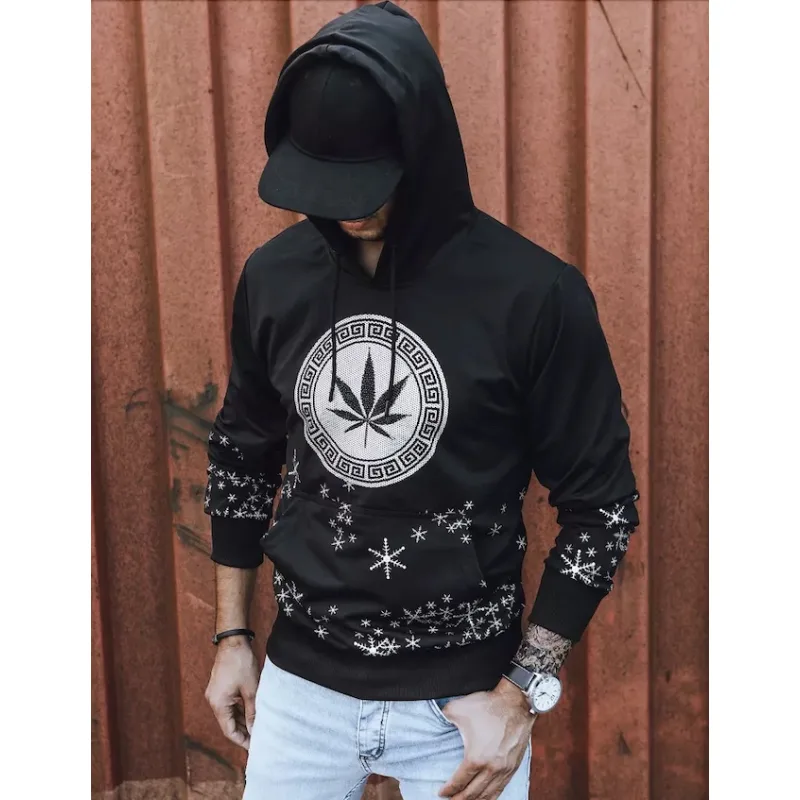 Dstreet mikina s potlačou čierna BX5326 L