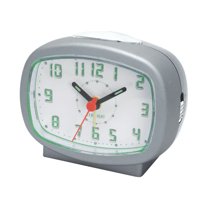 Analogový netikající tichý budík JVD SRP540.2 se zeleným LED podsvícením